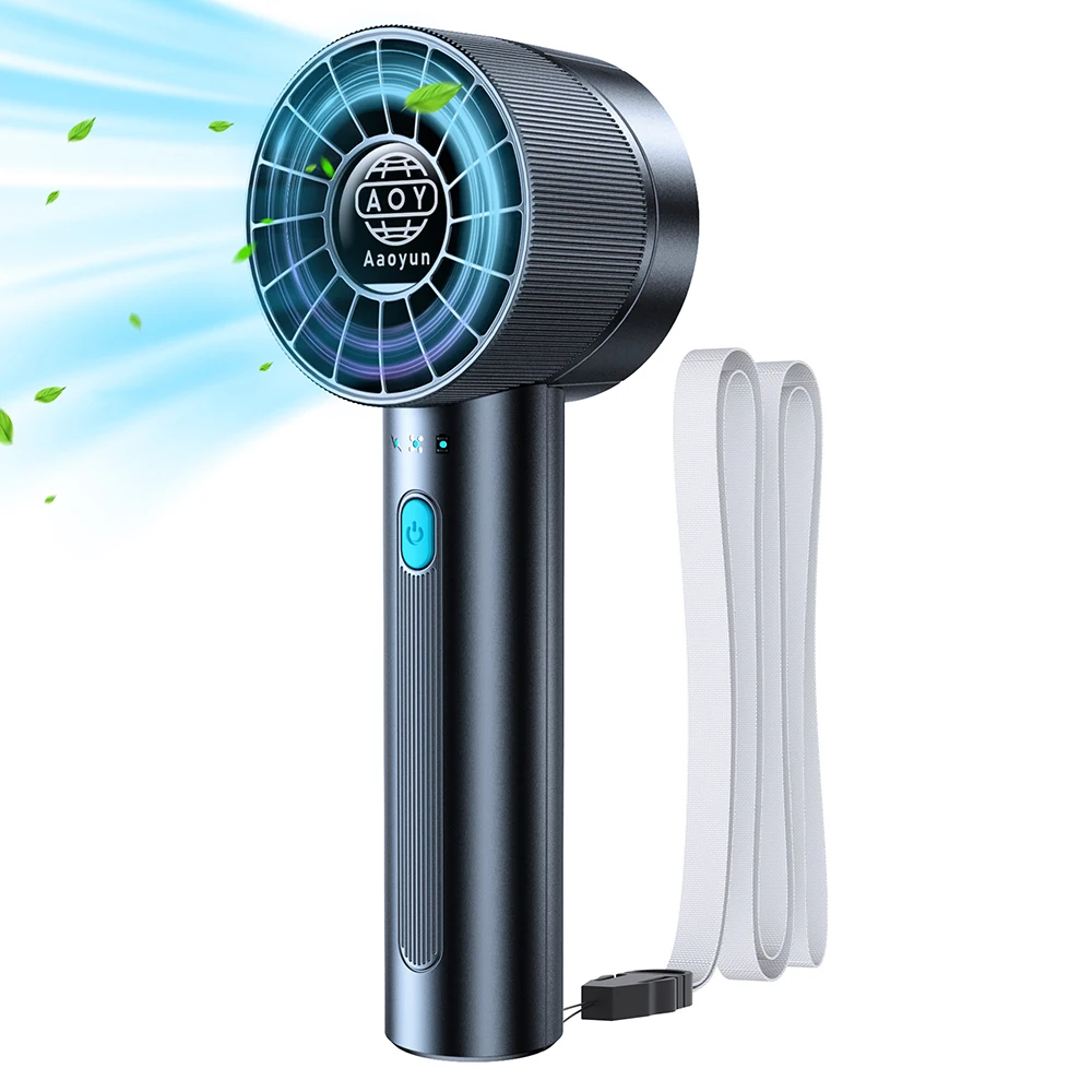 Aaoyun High Quality Mini Fan Handle 100 Speeds Bladeless Portable Hand Held Rechargeable USB Fan For Summer