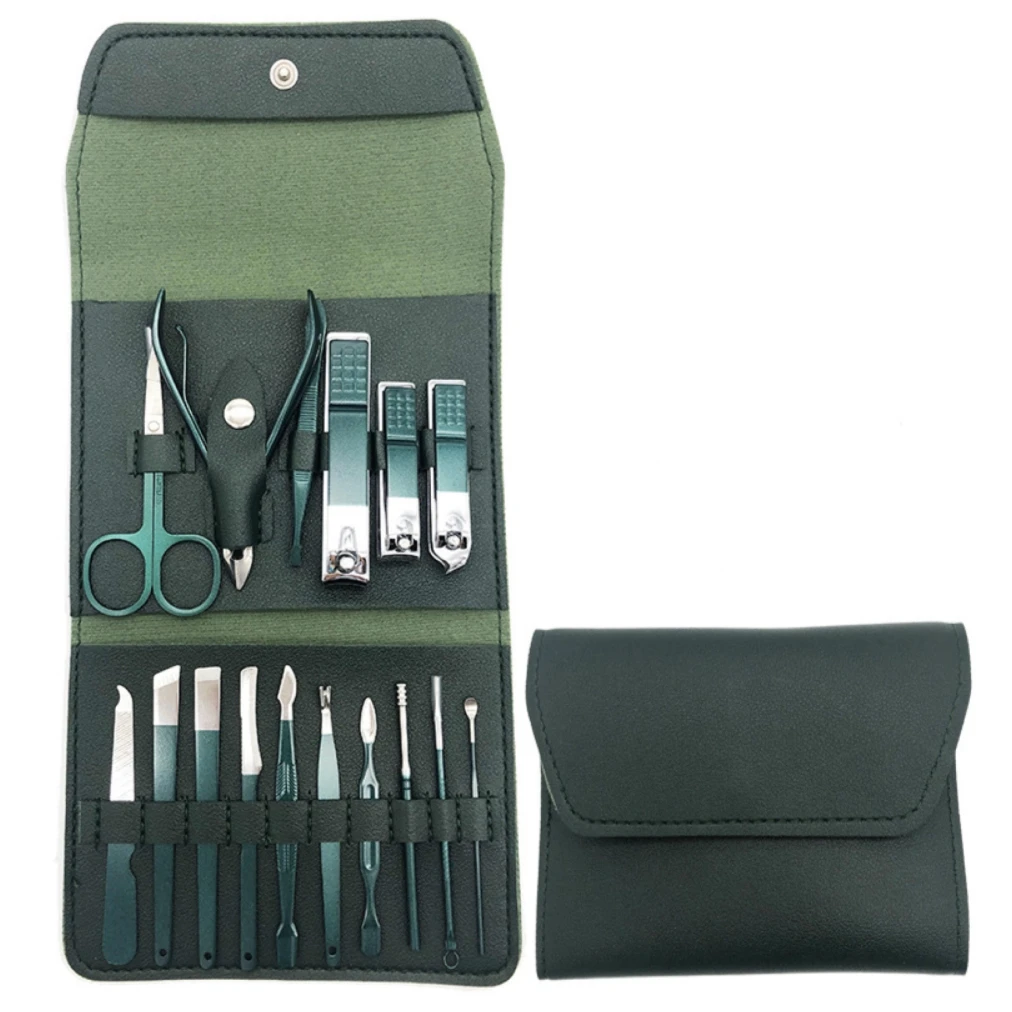 16pcs Nail Clippers Set Stainless Steel Finger Toe Nail Cutter Scissors Kit Beauty Tool Pedicure Manicure Set with Folding Bag