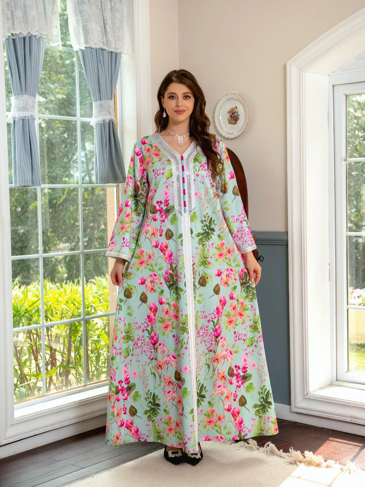 Летнее платье в стиле хиджаб с цветочным принтом длинное атласное вечернее кафтан марокаин абайя Саудовский залив джалабия марокканский