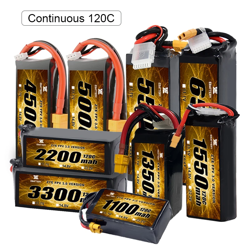 7.4V 11.1V 550mah 1100mah 6000mah Rechargeable Lithium Battery 2S 3S 4S 6S 7S Lipo Battery for FPV RC Car