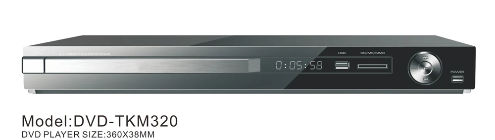 DVD-TKM320 USB SD DVD Полный металлический домашний dvd-плеер с 2 динамиками пульт дистанционного управления и светодиодный