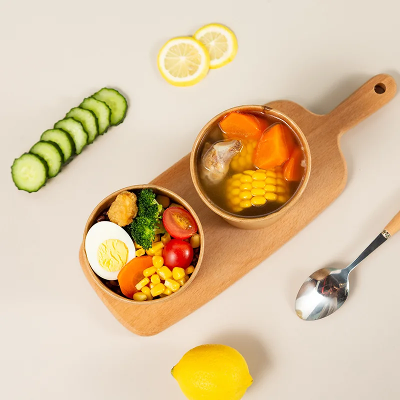 Одноразовая суповая чаша для мороженого йогурта На Заказ Круглая Бумажная на заказ с крышкой