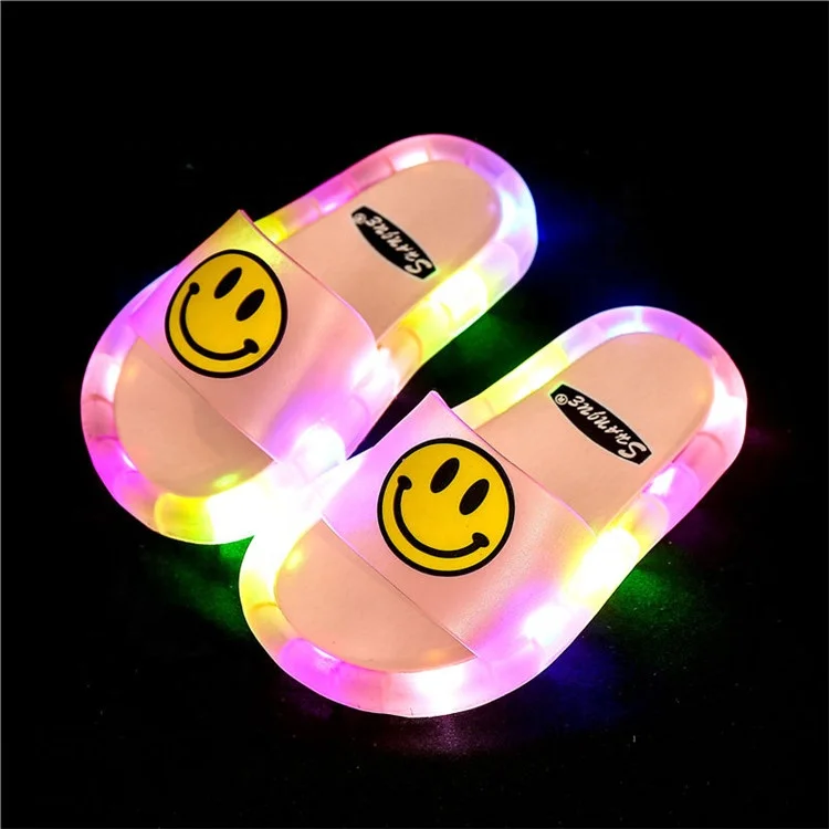 Детские светящиеся тапочки, мягкая обувь из ПВХ, нескользящая обувь с улыбкой, детские тапочки для девочек