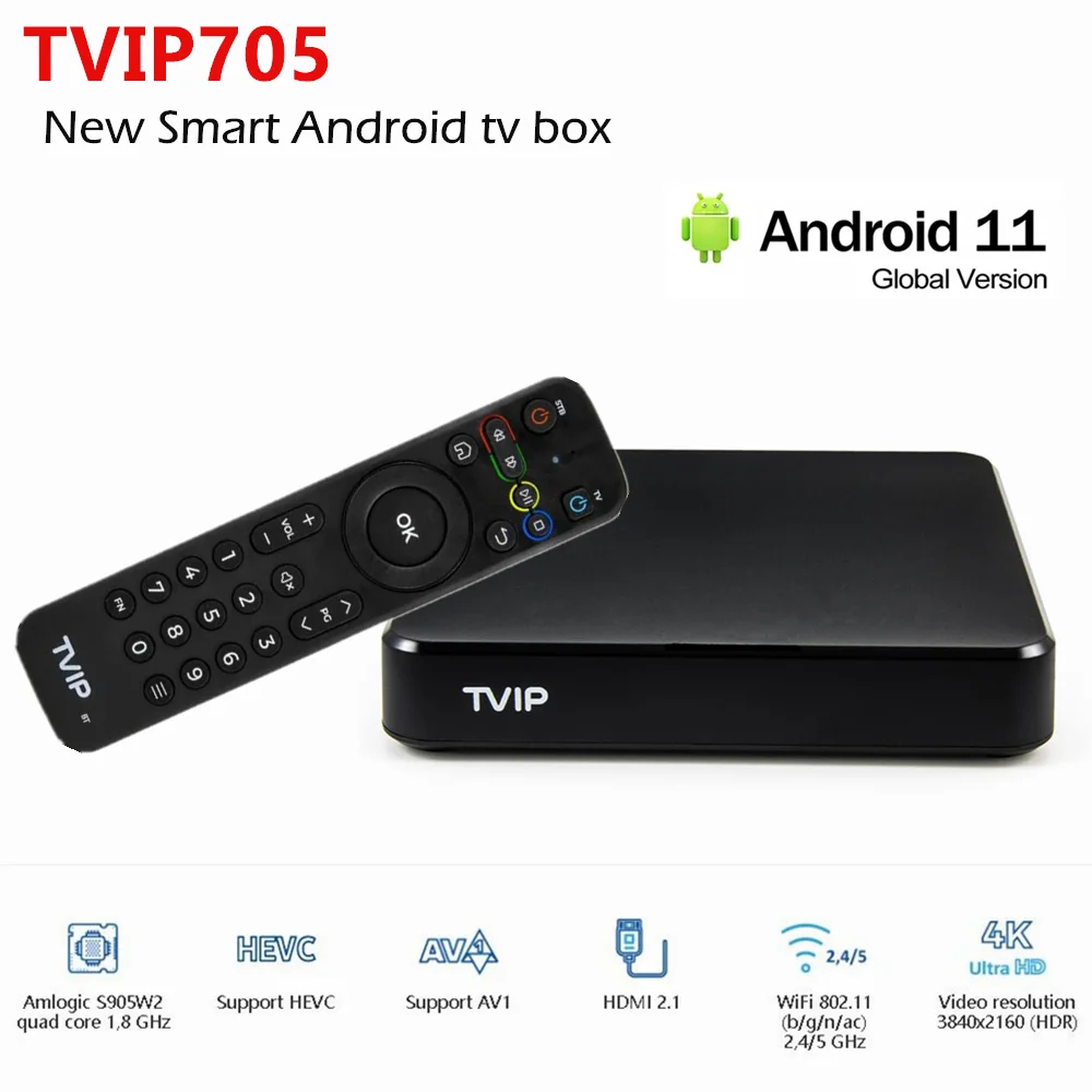 TVIP 705 4K with Dual wifi s-box IPTV 4K HEVC HD tvip705 Android 11 iptv tv box