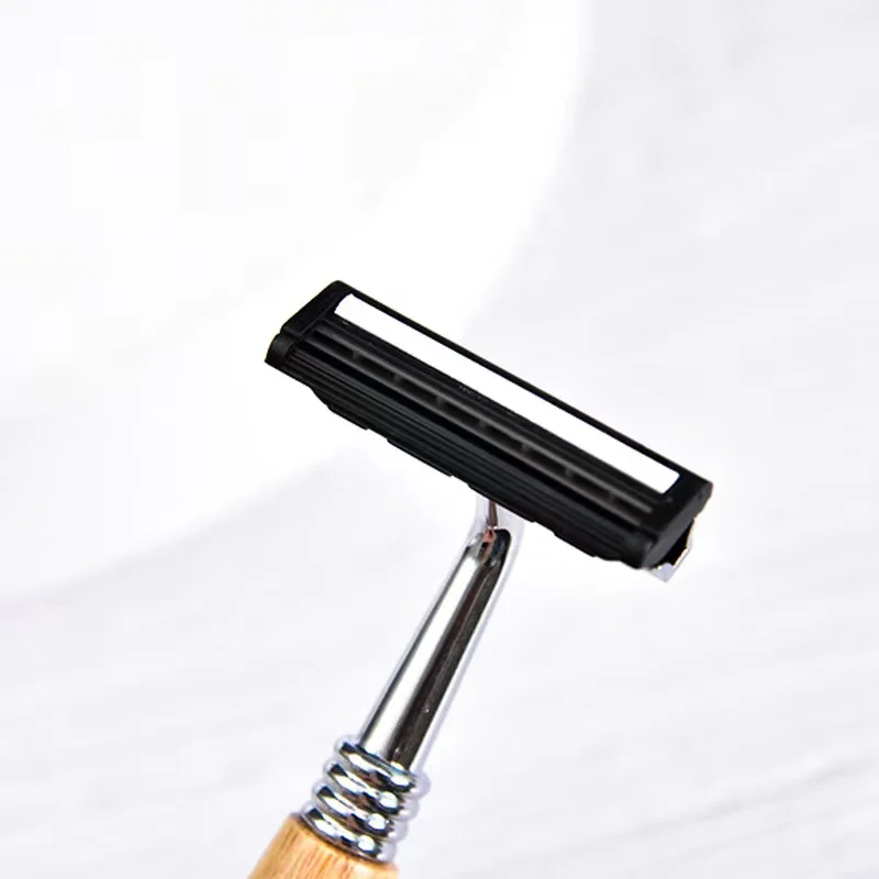 Best Custom Logo Long Natural Bamboo Handle Safety Razor Biodegradable for Home Hotel