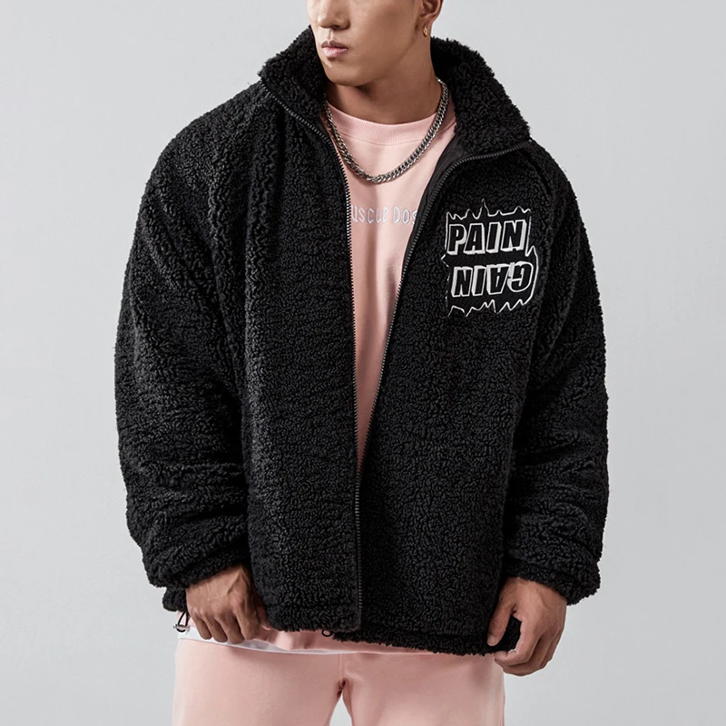 Factory Direct High Quality Stand Collar Sherpa Outerwear Wool Winter Fleece Jacket Men 13