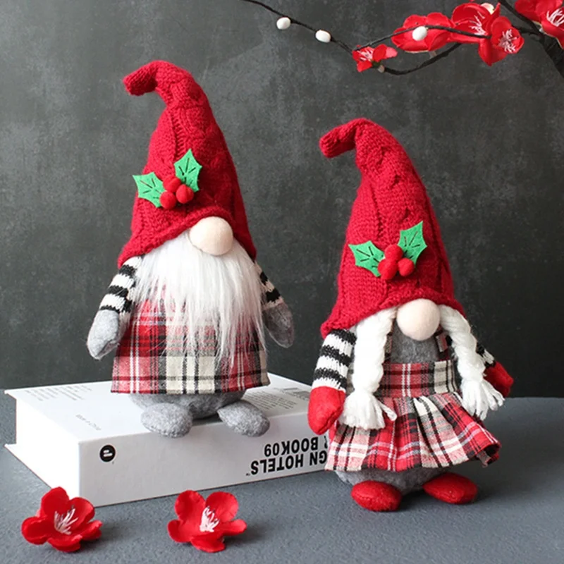  Christmas Gnomes Set Handmade Santa Gnome Plush Doll Figurine gonk Dwarf Elf Household Felt Decoration Ornaments
