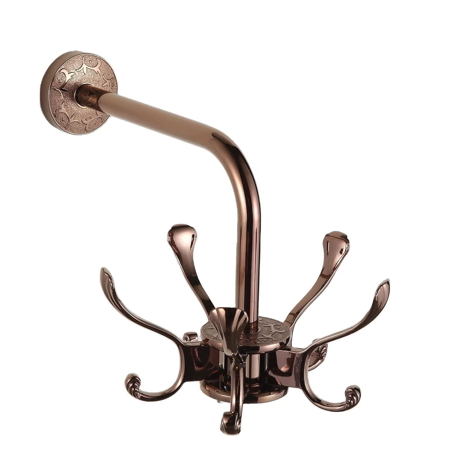 Black Coat Hooks Bathroom accessories metal wall mounted multi head clothes hook rotatable Zinc Alloy bathrobe towel hook