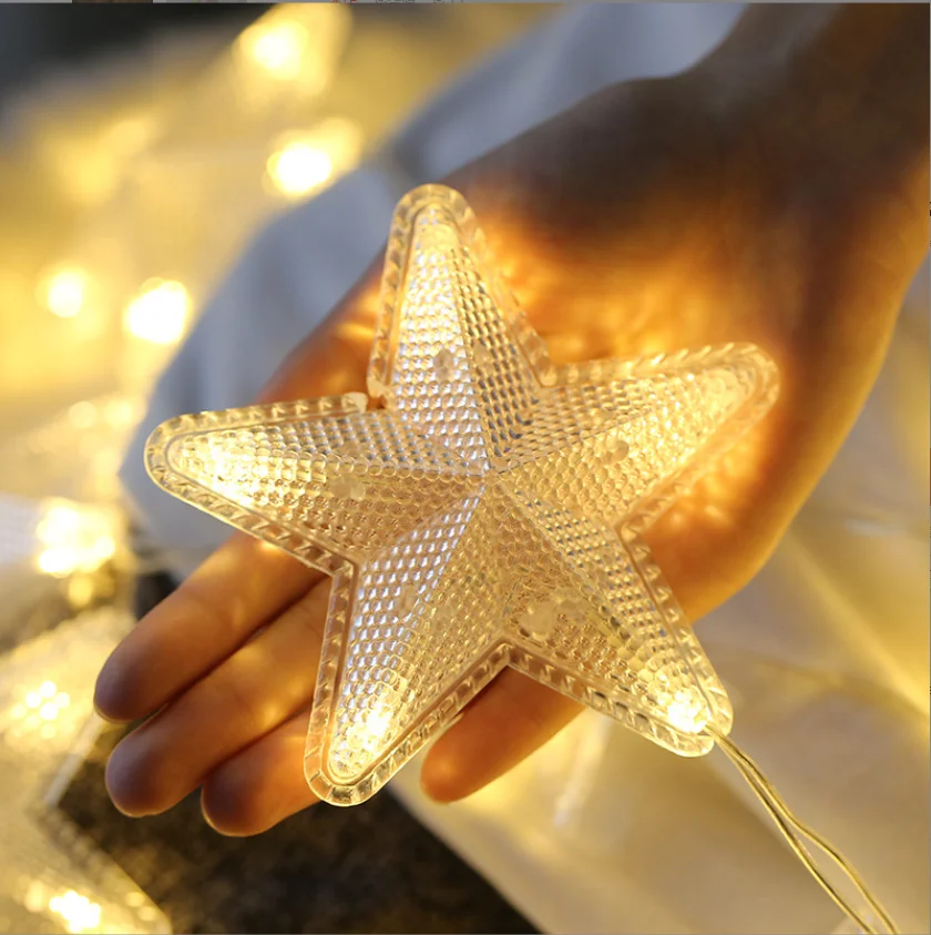 Holiday Wedding Hanging Led Window Curtain Yellow Lights String Light For Party