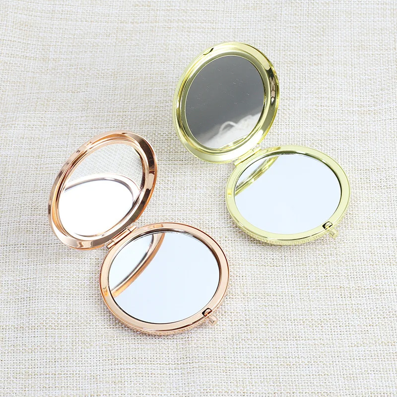 Custom Makeup Mirror Fashion Diy Photo Small Mini Rose Gold Metal Custom Sublimation Compact Mirror
