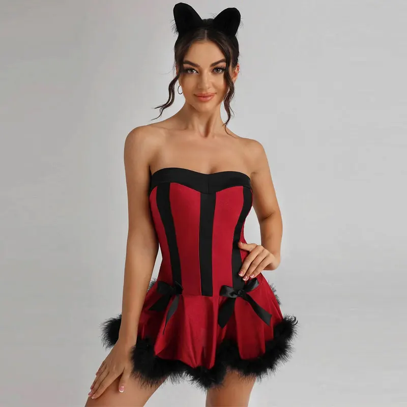 Высококачественный сексуальный костюм для косплея, костюм кошки, животного, платье