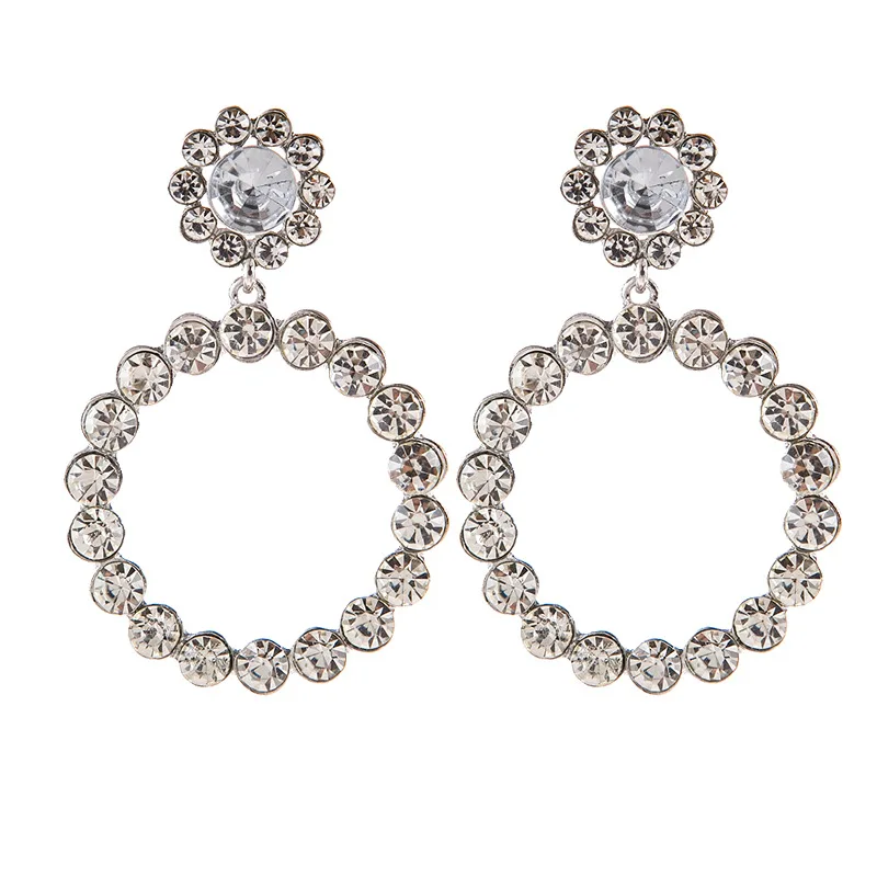 Low MOQ Women Round Pendant Drop Earrings Statement Circle Pearl Earring