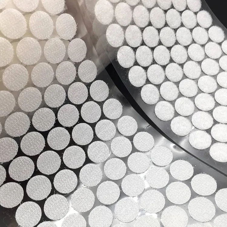 DSX Customized size Self-Adhesive Strong Sticky Die Cut Colored Printed Logo Back Glue Hook And Loop Round Dots/ Circles/ Tape