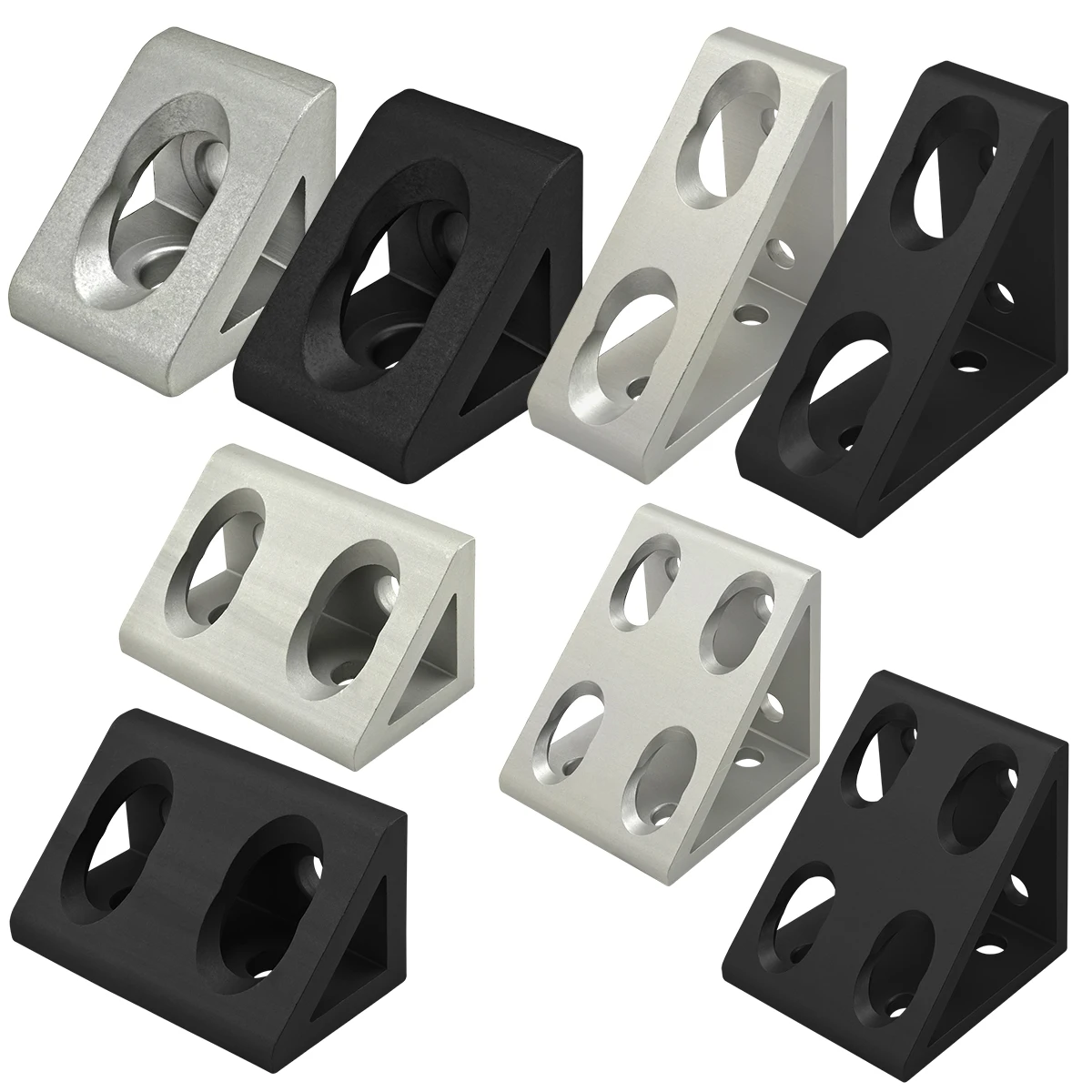 Fractional inch 10 series aluminum extrusion profile connection 2 Hole triangle Gusseted Inside Angle Corner Bracket for T Slot