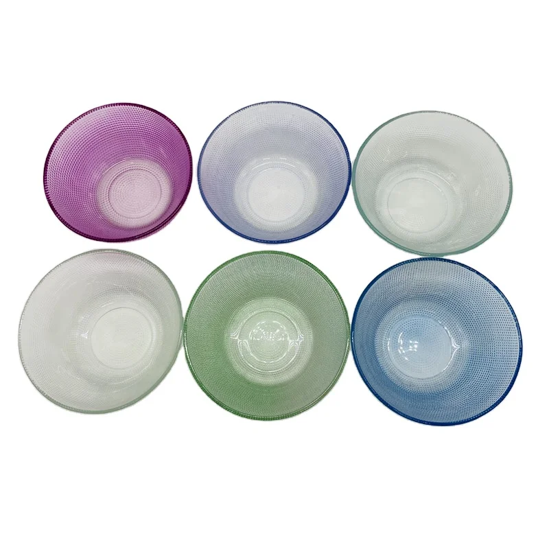 Good quality and low price Set of 6 colored glass bowls  Reusable glass bowl Business gifts
