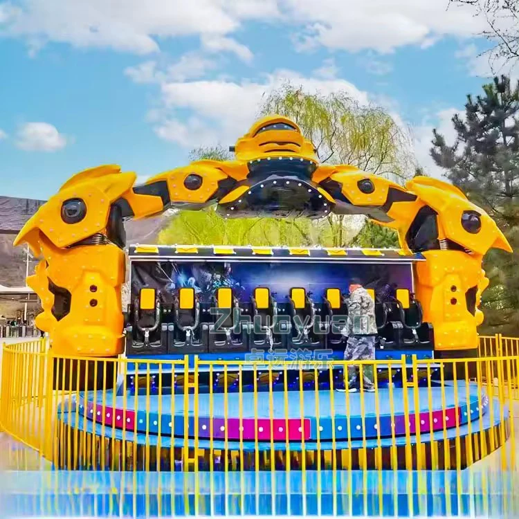 Outdoor extreme attractions amusement park 360 degree rotation top spin robocop rides for sale