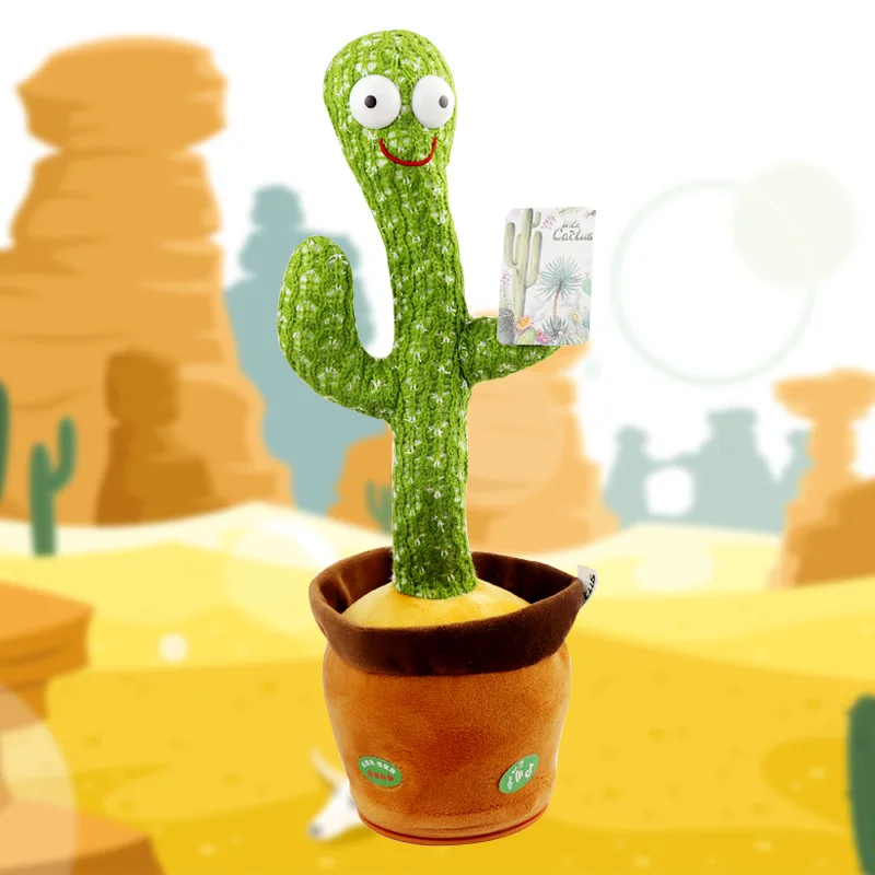 Hot Selling Many language Singing Rocking Wiggling Dancing Songs Game Educational USB Charging Cactus Plush Toys For Kids Gift
