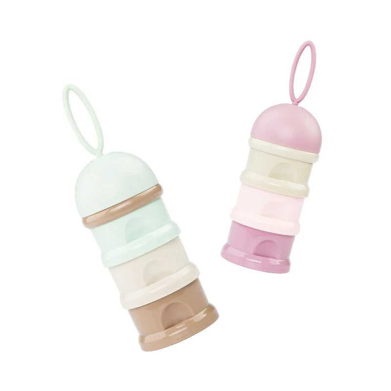 2020 New Travel Food Cans Portable 3 Layered Box Silicone Rope  BPA Free Snack Milk Powder Plastic Storage Dispensers