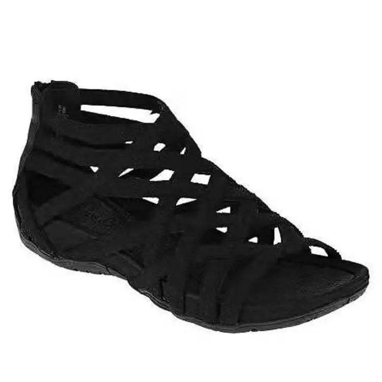 
Sandales Femme Roman Talon Zippe Sandals Patent Leather Low Top Breathable Adult Sports Black Fish Mouth Viscose Shoess 