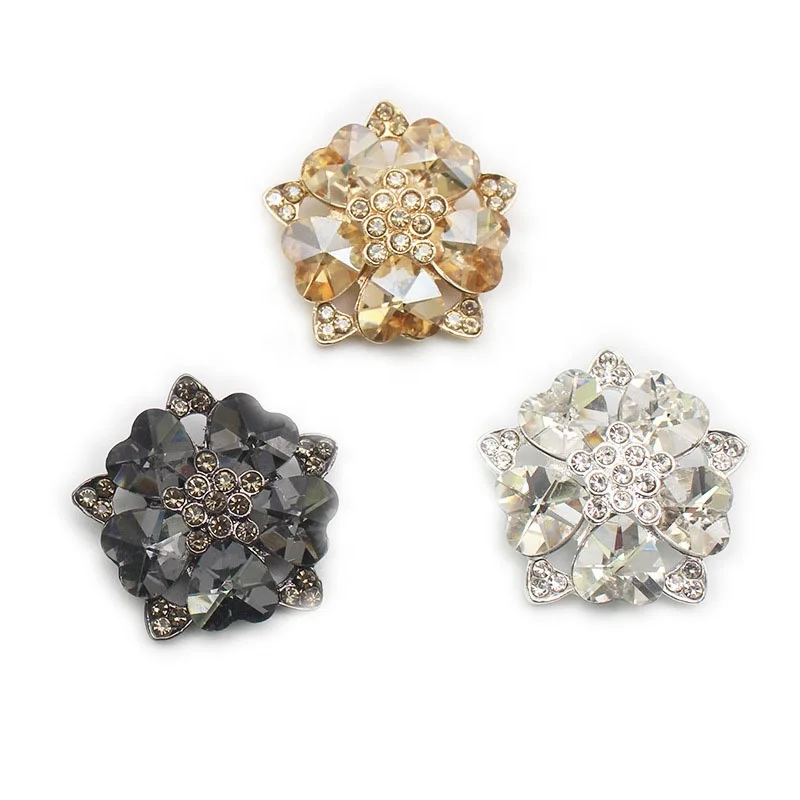 30mm heart flowers rhinestone Buttons For Clothes Decorative Sewing Buttons