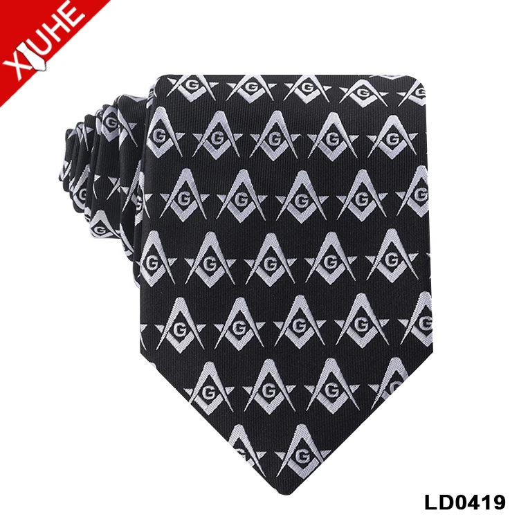 Custom Ties Navy Blue Black Mens Necktie Jacquard Logo Custom Polyester Ties