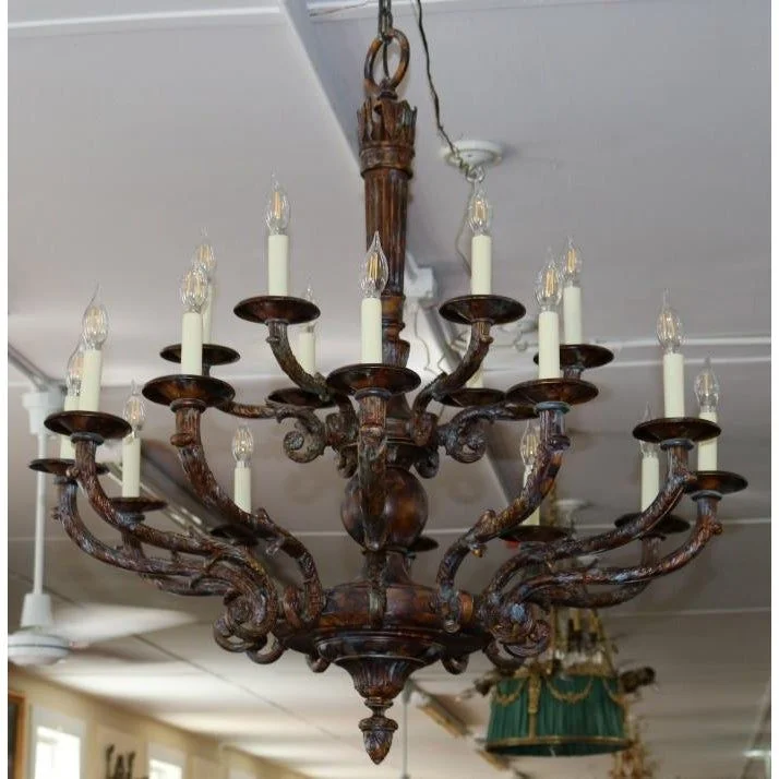 American Style Bronze 18 Light Chandelier Vintage Retro Pendant Light