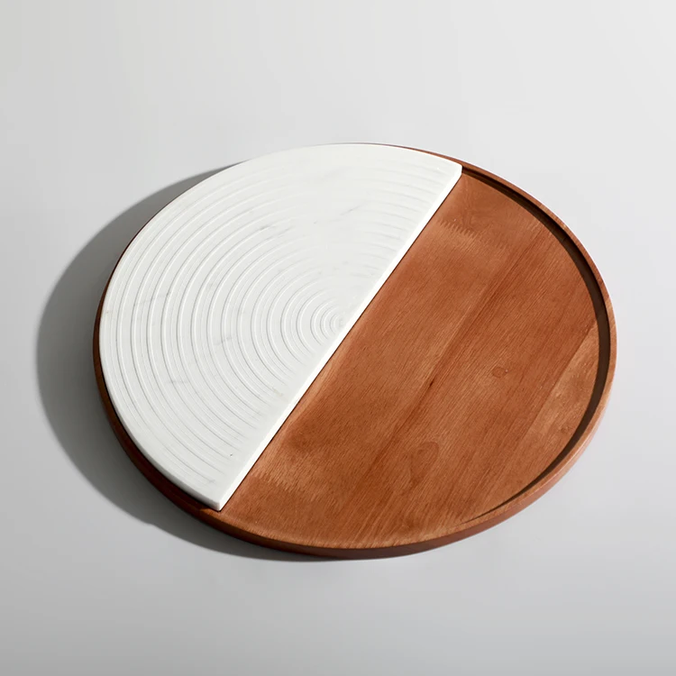 light luxury hotel accessories home decor restaurant centerpiece iron handle square wooden tray serving plate