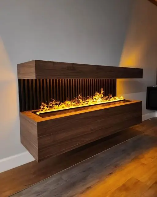 LED Electric Fireplace Wall-Mounted Decorative 3D Vapor Steam Water Heater Neon Flame Insert for Home Use