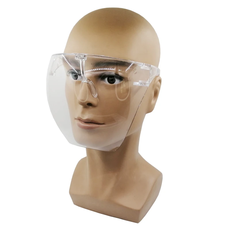 Eye Protection safety clear face sheild plastic with Glasses Frame face shield visor mask Anti-Fog  faceshield with box
