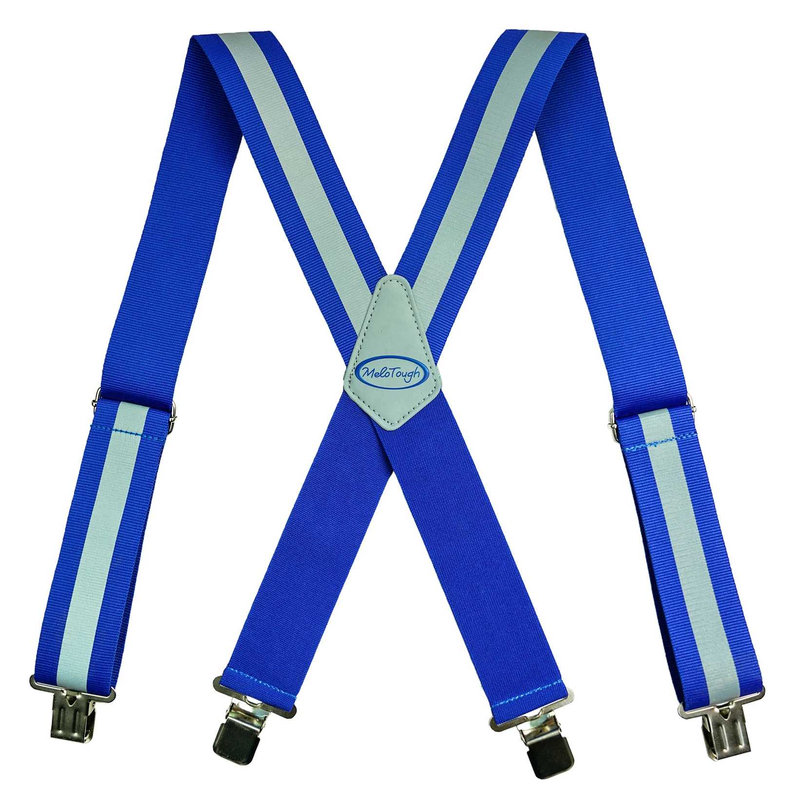 Fashion Reflective Suspenders Partial Elastic 2 inch Wide X-Back Suspenders