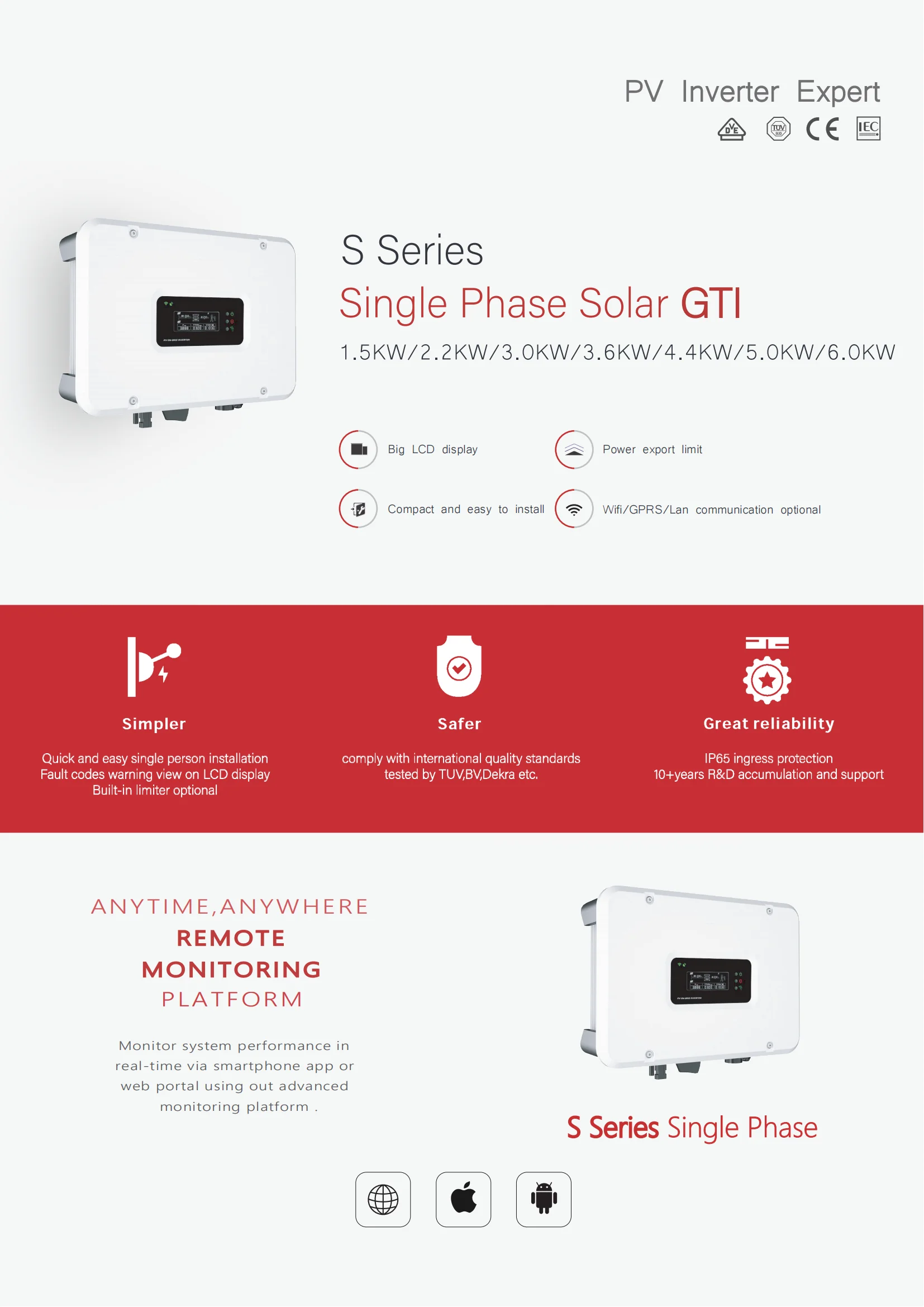 Integrated dc switch optional 1100v 50/60hz 3 phase solar inverter