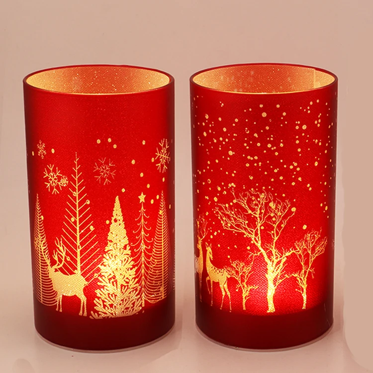 Новый дизайн Рождественская тема матовый стеклянный подсвечник контейнер для