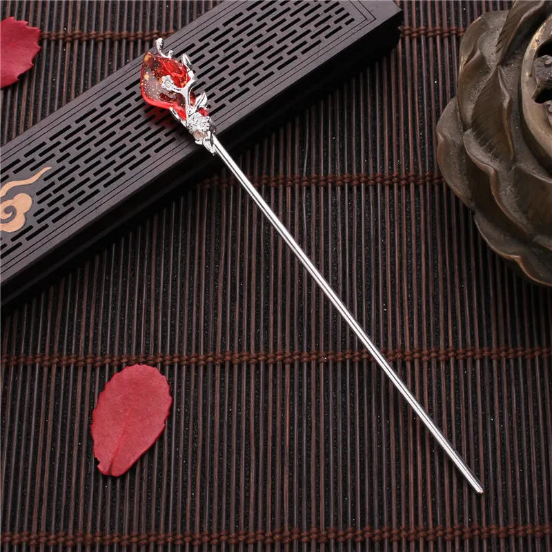 Vintage Chinese Style Hanfu Stick Women Metal Glaze Hair Fork Hair Chopsticks Hairpin Woman Jewelry Hair Clip Accessories