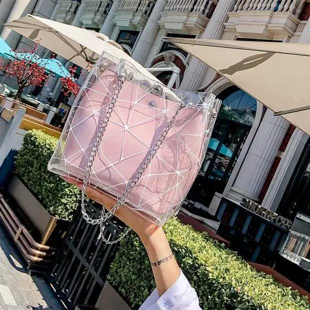
Women Clear Crossbody Purse Bag Approved Shoulder Handbag Transparent Plastic Bucket Purses 