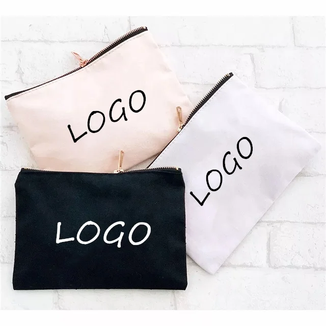 Canvas Toiletries Tote Bag Woman Makeup Fashion cosmetic Pouch Custom With LOGO