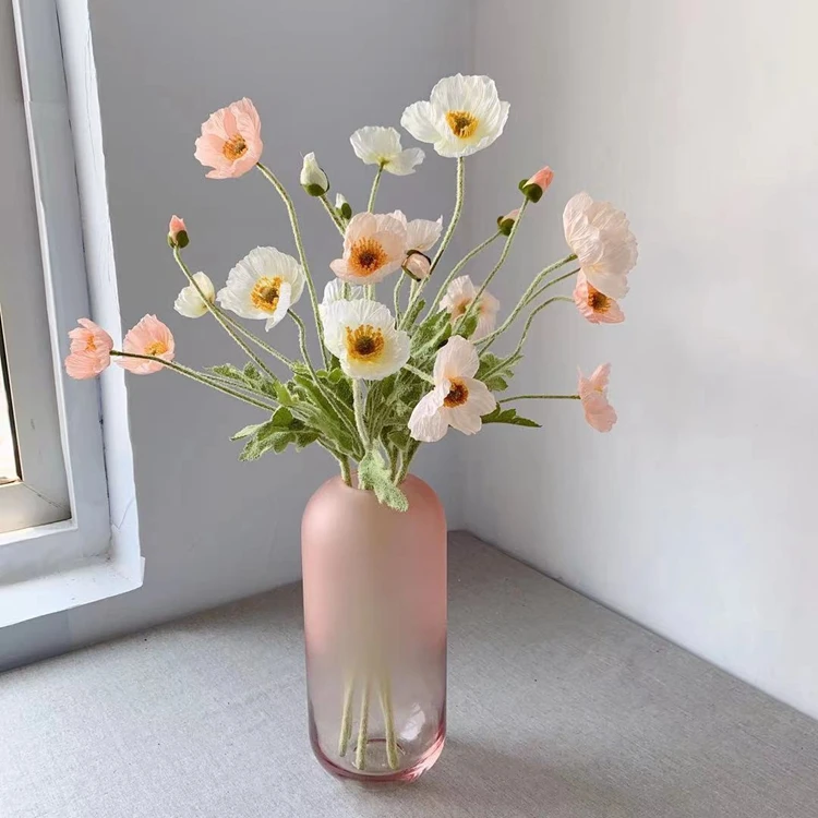 High Quality Artificial Poppies Flower Silk Red Blue Poppy Flowers For Wedding Decoration Realistic Bouquet Home Decor