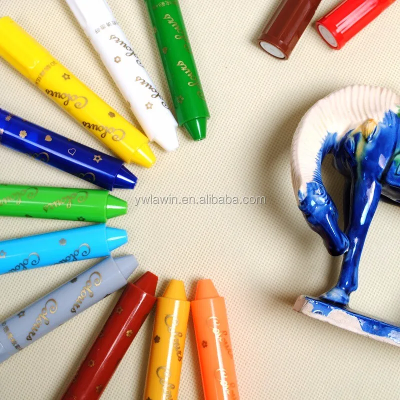 Beginner washable multi color silky crayons 12 colors twist silky crayon 12 counts caryons for children painting