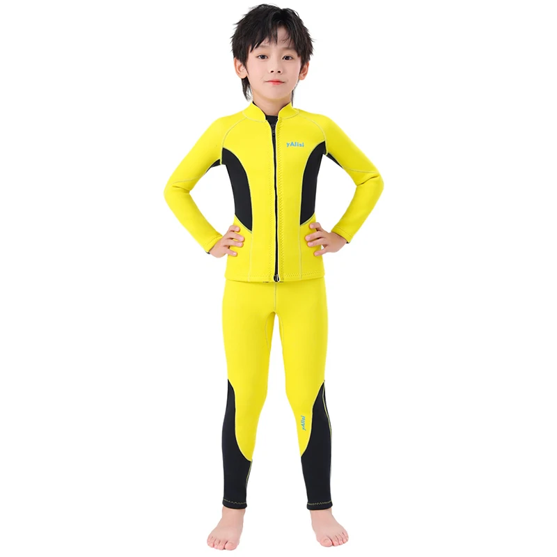 Colorful 2.5mm Neoprene Kids Two-Piece front Zip Wetsuit Beach Diving Neoprene  Wetsuit For Kids Children