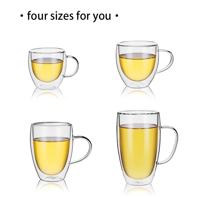 
Wholesale OEM Household Drink Glass Double Wall Glass Tea and Coffee Cups 