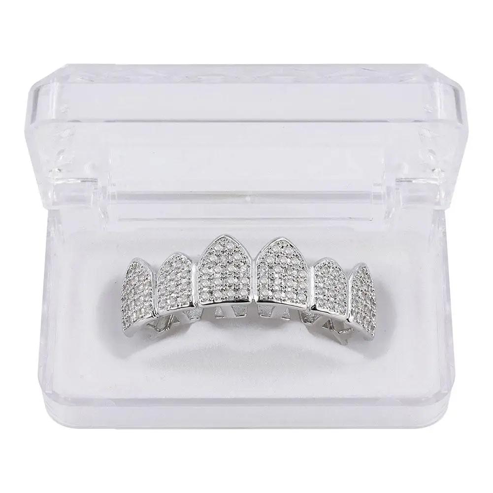 Hip Hop Grills Teeth Grillz Gold Color Plated High Quality Tooth Micro Pave CZ Top & Bottom GRILL Mouth