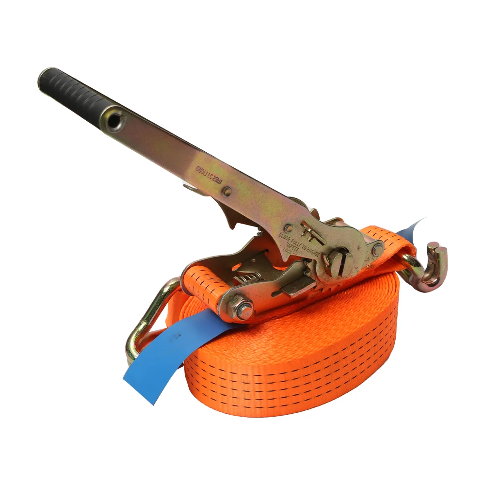 Long handle rachet cargo straps heavy duty 50mm ratcheting tie down strap ergo ratchet strap