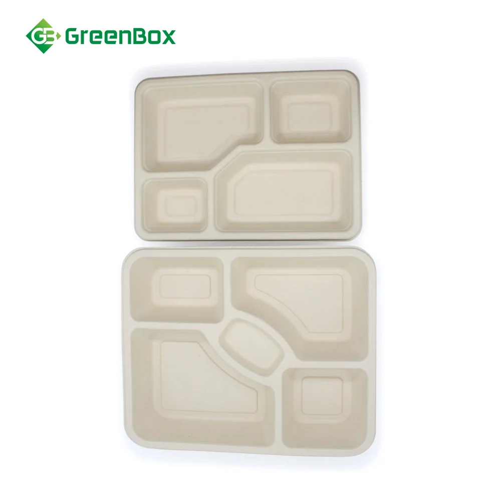 Proper Price Top Quality Eco Friendly Disposable Bamboo Fiber Divided Meal Serving Tray