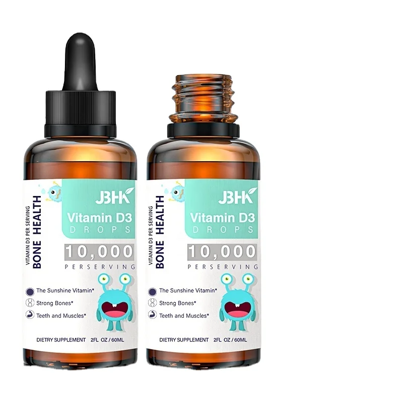 OEM /ODM Vegan Vitamin Liquid Drops K2 + D3 Sublingual Drops Customized Flavor Energy Booster Vitamin D3 And K2 Dietary Suppleme