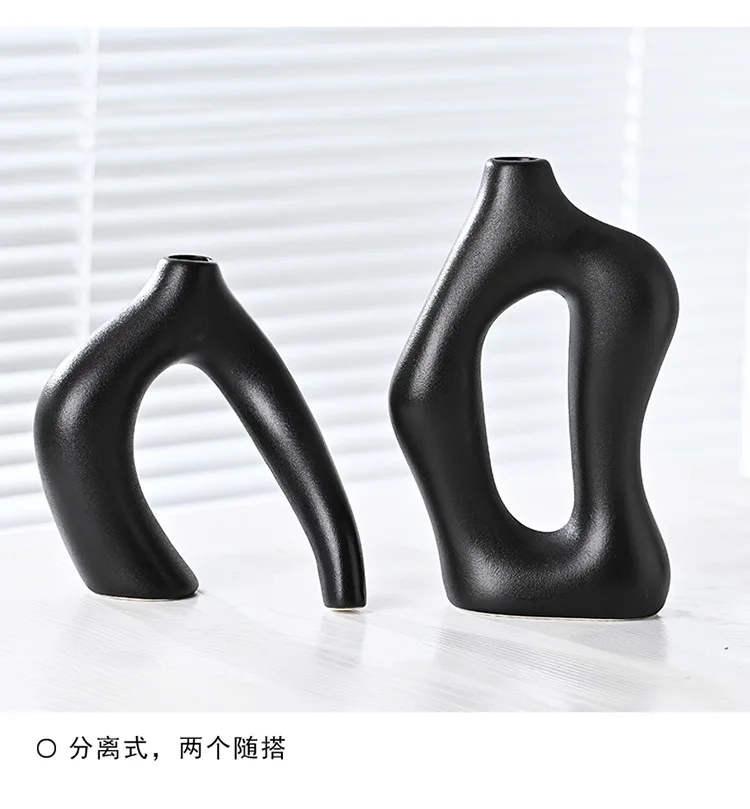 Nordic-Inspired Black and White Matt Glaze Ceramic Vase - Wholesale for Modern Home Decor
