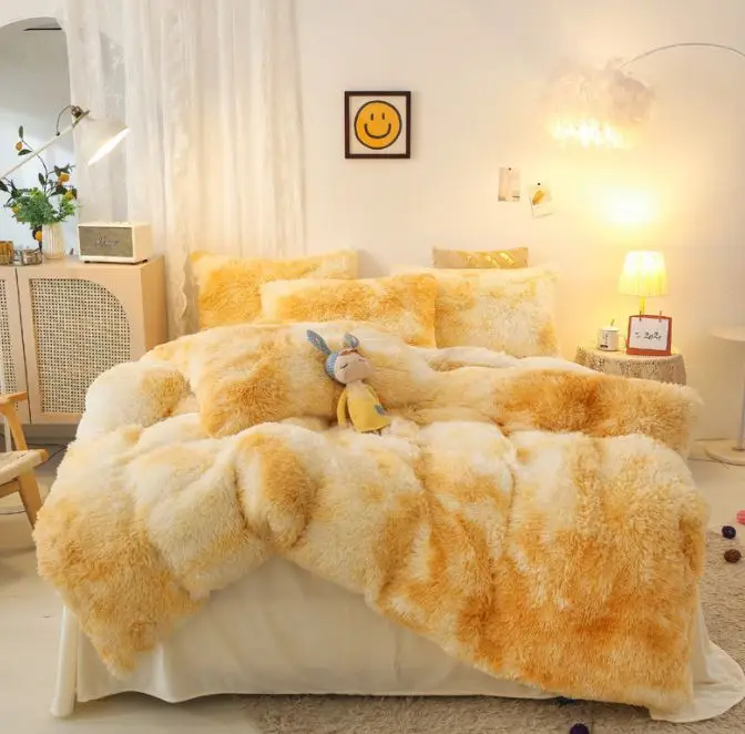 Grey Fluffy Comforter Cover Bed Set Faux Fur Fuzzy Duvet Cover Set Luxury Ultra Soft Plush Shaggy Duvet Cover 3 Pieces
