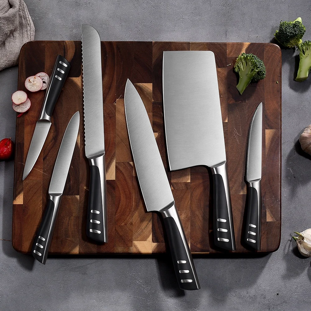 Профессиональный набор кухонных ножей для шеф-повара 6 шт. прочные 430 ручки из нержавеющей стали 3Cr13Mov