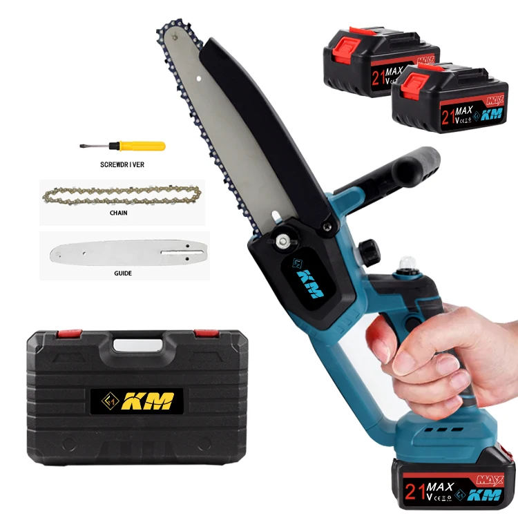KM Handheld Lithium Battery Chainsaw Garden Tools 12 inch Wood Cutting Machine Chainsaw