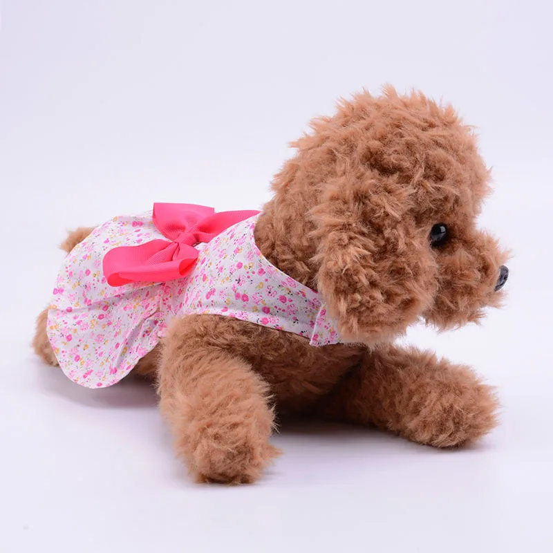 Manufacturer wholesale pink purple blue beautiful floral hand made pet clothes dog dress