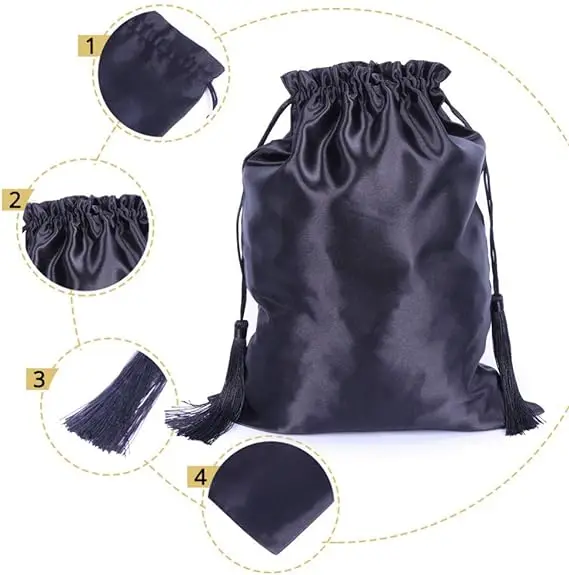 Silk Satin Packaging Bundles Hair Extensions Tools Soft Pouches With Tassel Gift and Travel Bags