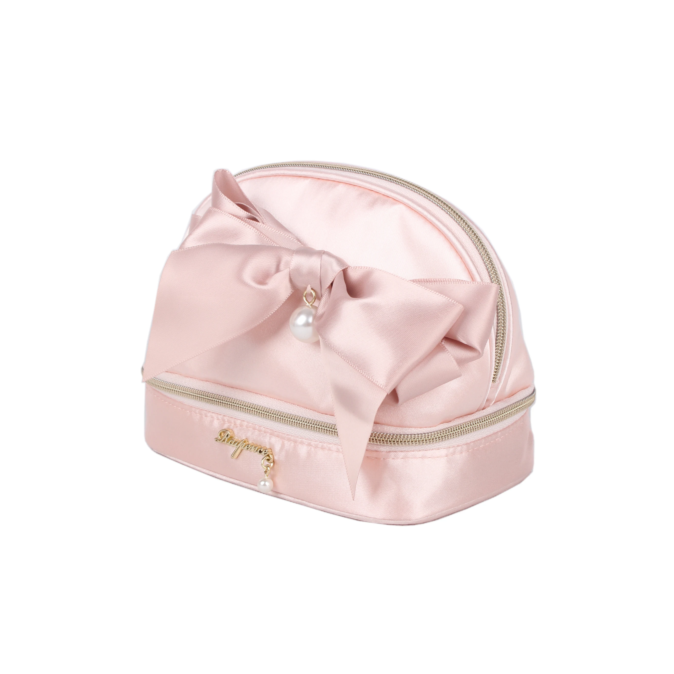 Mini Pink Bow for Girls Kids Fashionable Small Bowknot Jelly Cosmetic Bag with Zipper Closure Makeup Bag